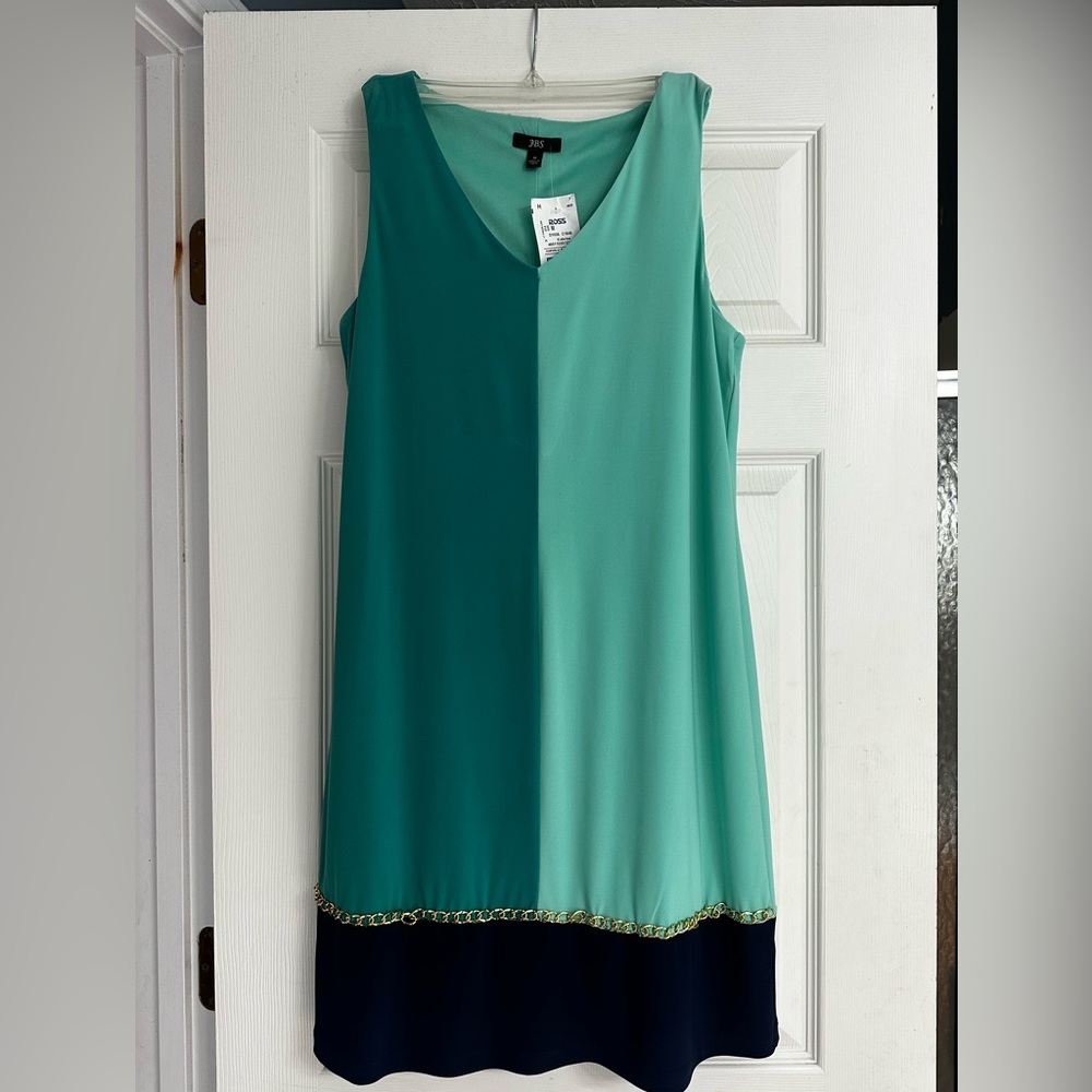 Teal and green color block  dress